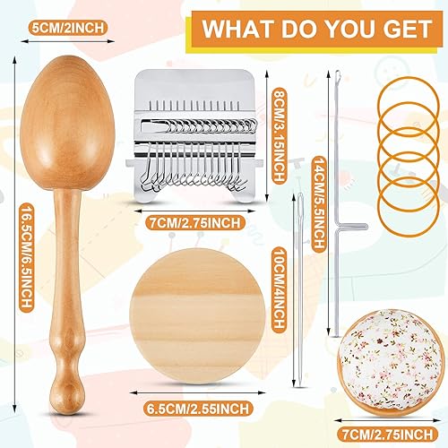 Miniatura 2 de Jexine Mini Huevo de Zurcir para Calcetines 14 Ganchos Pequeño Estilo Speedweve Telar de Tejido de Zurcido con 9 Pcs Agujas de Ojo Grande 50