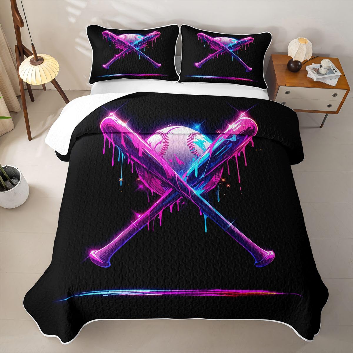 Homewish Neon Eiscreme Tropfen Tagesdecke 240x260cm