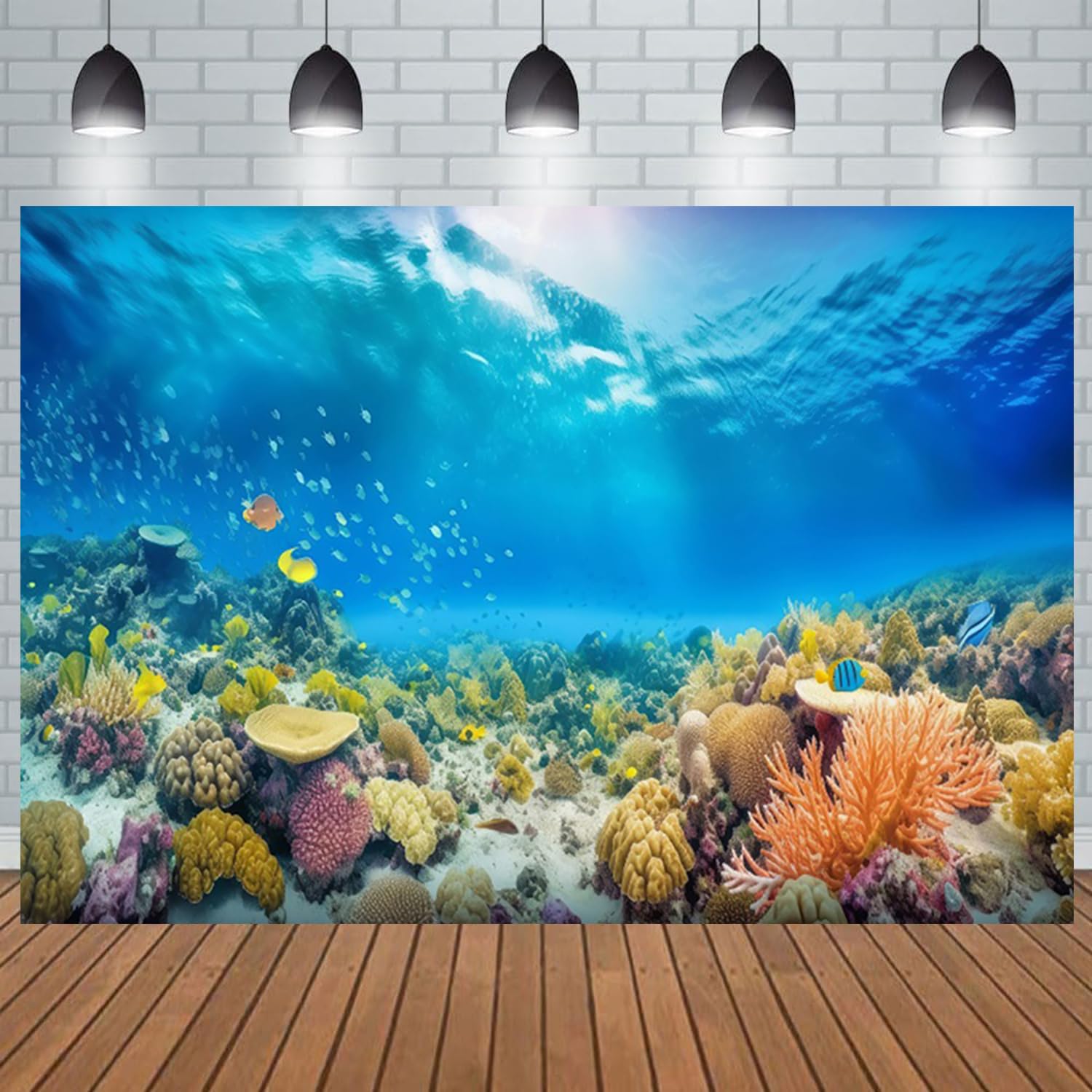 3x2m Sfondo sotto il mare mondo subacqueo pesci tropicali corallo luce del sole fondale fotografico Baby Shower bambini compleanno decorazioni festa Banner Photo Booth Props