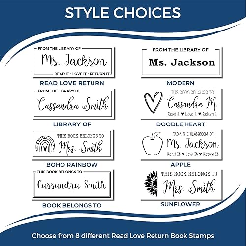 Miniatura 3 de Sello de libro de girasol autoentintado, sello de biblioteca personalizado, disponible en 11 colores de tinta, tamaño 3/4 pulgadas x 2-1/4 pulgadas