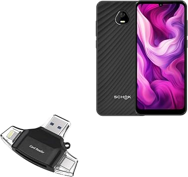 BoxWave Smart Gadget Compatible with Schok Volt SV67Q 4G - AllReader SD Card Reader, microSD Card Reader SD Compact USB - Jet Black
