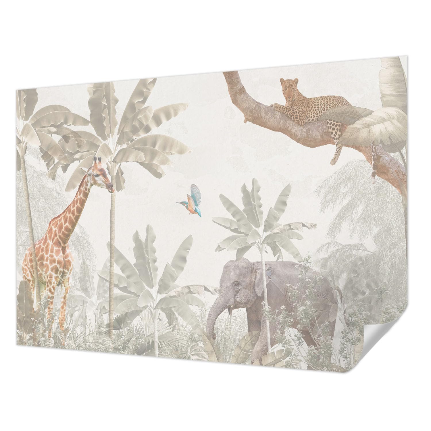 Papier peint adhésif haute qualité 312x219 cm au design oasis tropicale