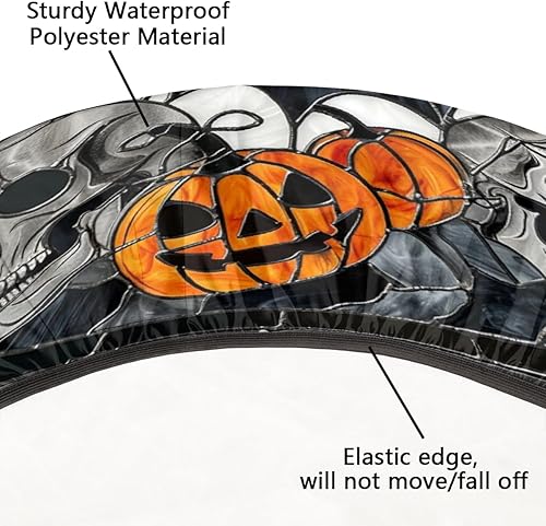 Miniatura 215 de Mantel redondo ajustado con diseño de mandala de flores, mantel circular bohemio y colorido con borde elástico, impermeable, lavable, de poliéster