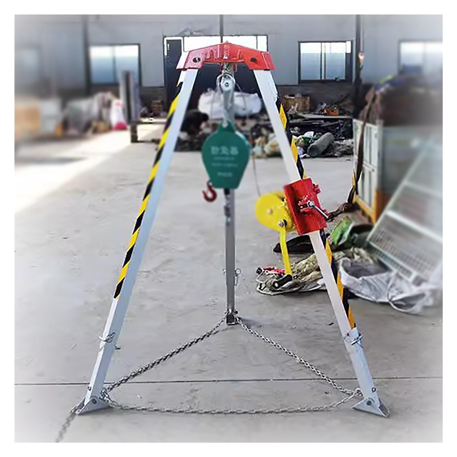 HDYZJQ 1200 LBS Rescue Winch Tripod Safety Equipment, Confined Space Tripod with 78ft/20m Fall Protector & Safe Belt, Aluminum Retractable Tripod Stabilizer for Descent and Rescue