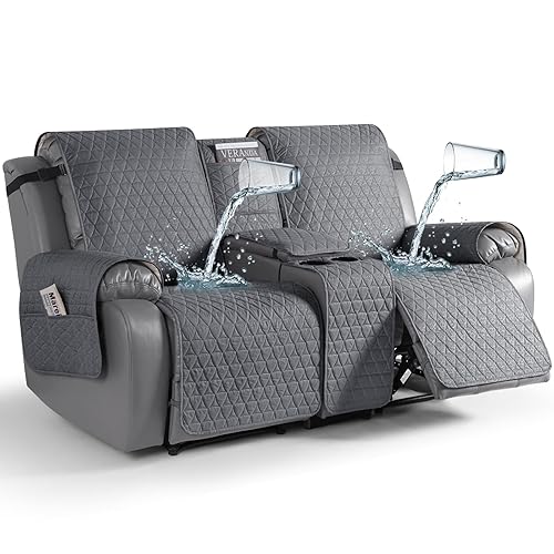 TAOCOCO 100% Waterproof Loveseat Recliner Cover with Console, Non-Slip Washable