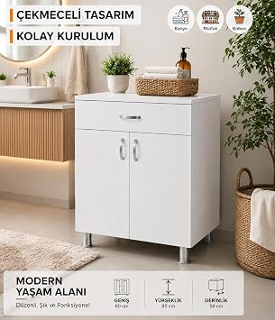 Mutfak Set Altı Ocak Dolabı (BEYAZ)
