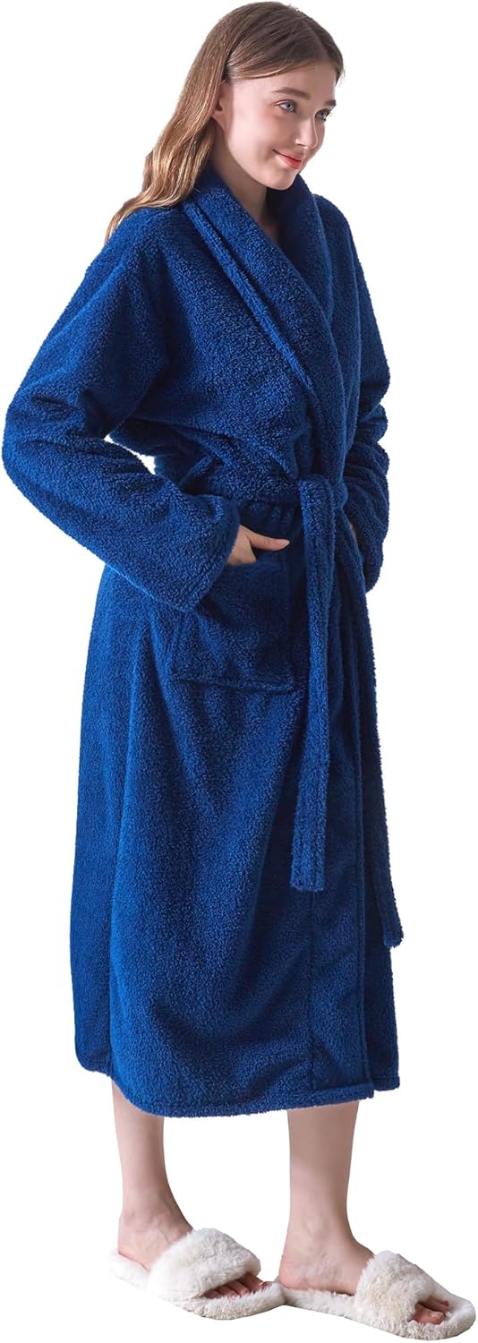 Robes for Women – Premium Plush Fleece Long Bathrobe for Women with Shawl Collar, Soft Warm Womens Robe - Image 4