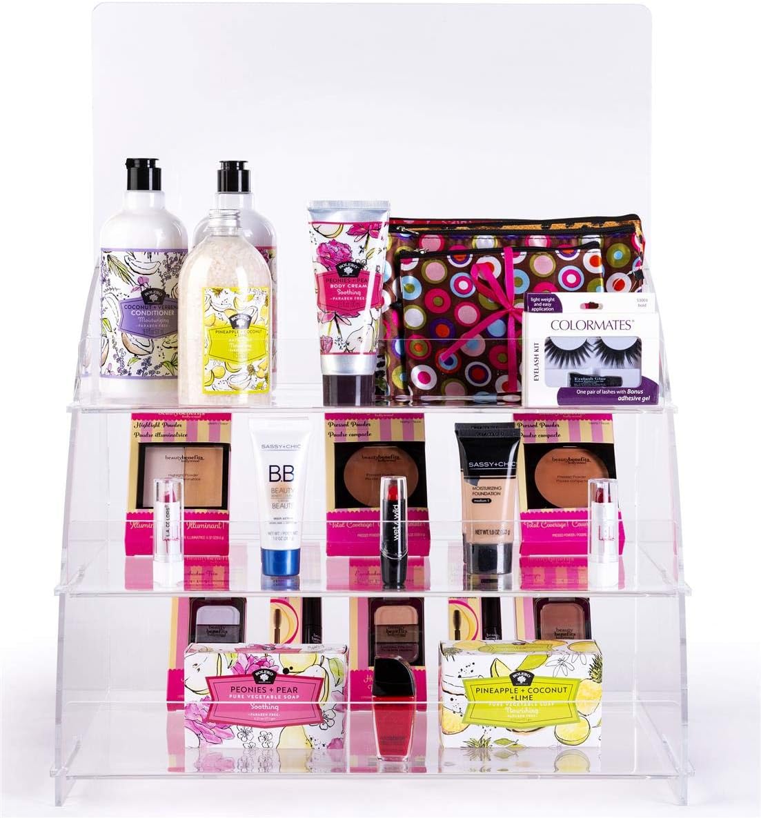 Displays2go Acrylic Countertop Merchandising Stand, 3-Tier – Clear (ACKNDALG)