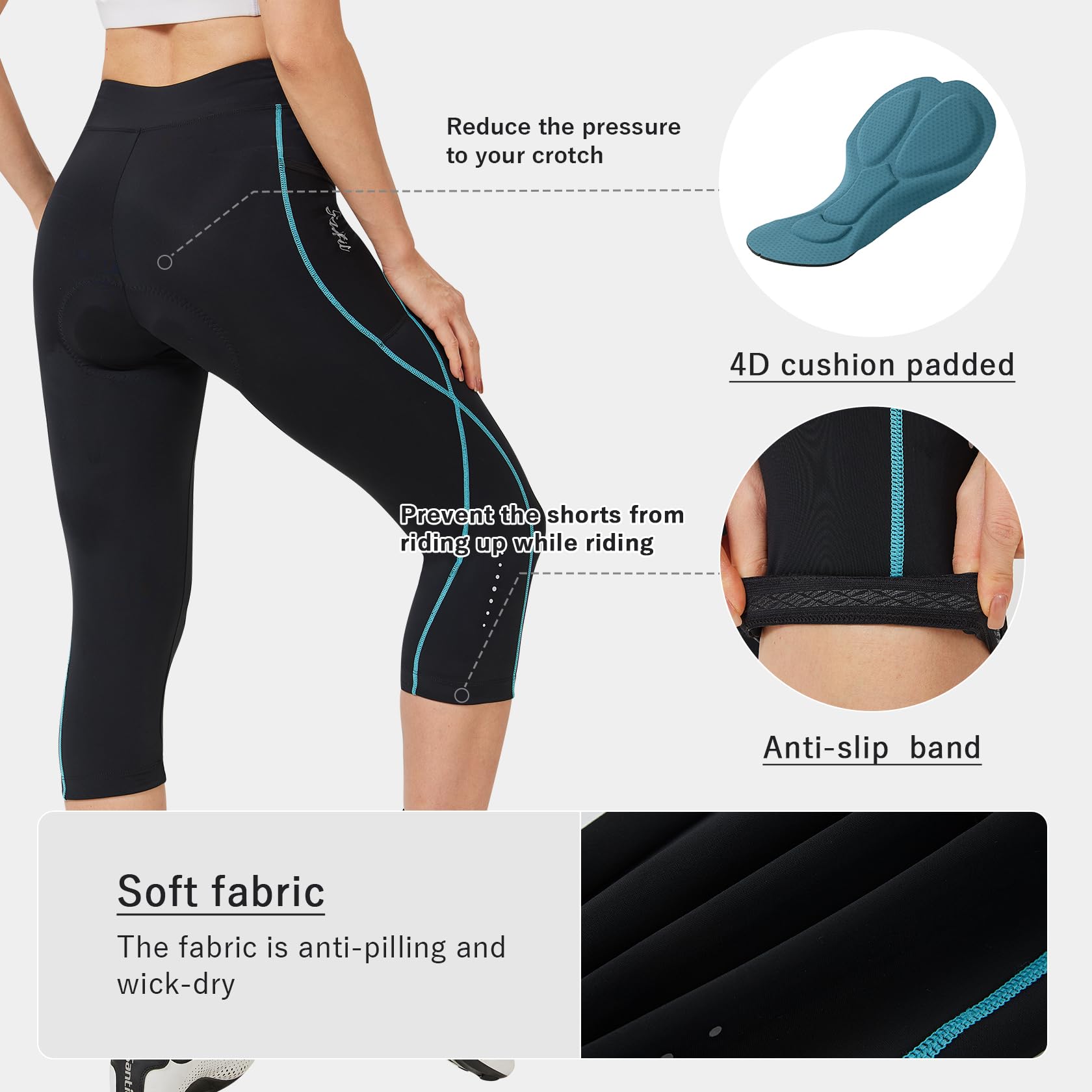 Santic Pantacourt de cyclisme rembourré 4D pour femme