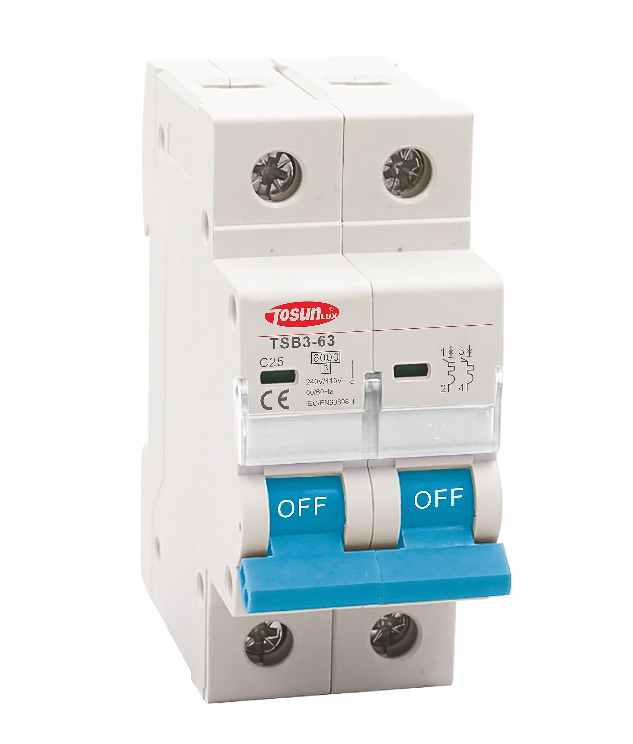 Interruptor Disyuntor Magnetotérmico | TSB3-​63 | 2P | Capacidad Corte 6kA | Intensidad 6A
