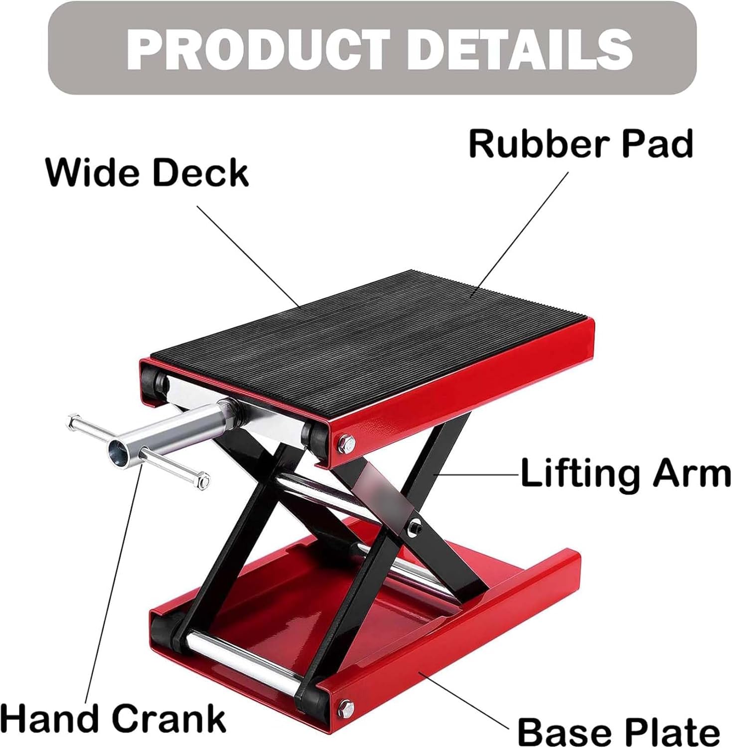 Multifunction Motorcycle Scissors Lift Jack, Capacity with Anti-Slip Widened Rubber Platform Portable Professional Motorbike Motorcycle Jack Stand