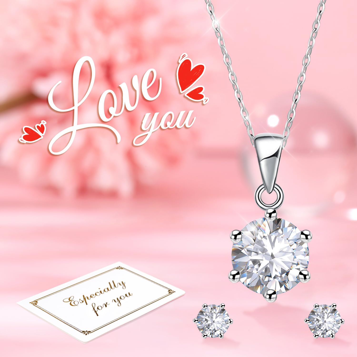 Miofula Rosa Stabilizzata Regalo Donna, Rosa Eterna con Collana Donna Argento Orecchini Regali Mamma Compleanno Festa della Mamma, Fiori Scatola Regalo San Valentino Anniversario per Lei Fidanzata