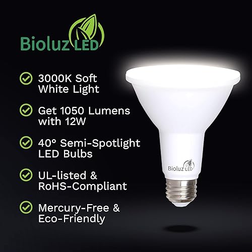 Miniatura 7 de Bioluz LED Paquete de 8 bombillas LED PAR38 90 CRI 12 W  100-120 vatios de repuesto de luz diurna 5000 K para interiores y exteriores, regulable,