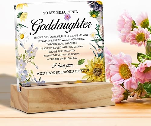 Miniatura 4 de Placa de escritorio de acrílico con soporte de madera, recuerdo de oficina en casa con texto en inglés «I Love You»