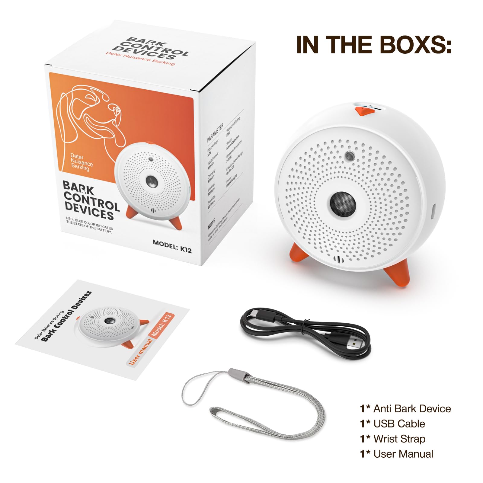 Anti Aboiement, Dispositifs à Anti Aboiement Chien Ultrason, Automatique Boitier Anti-Aboiement Chien, Repulsif Ultrasons Rechargeable et étanche avec 33ft, pour Les Petits et Grands Chiens