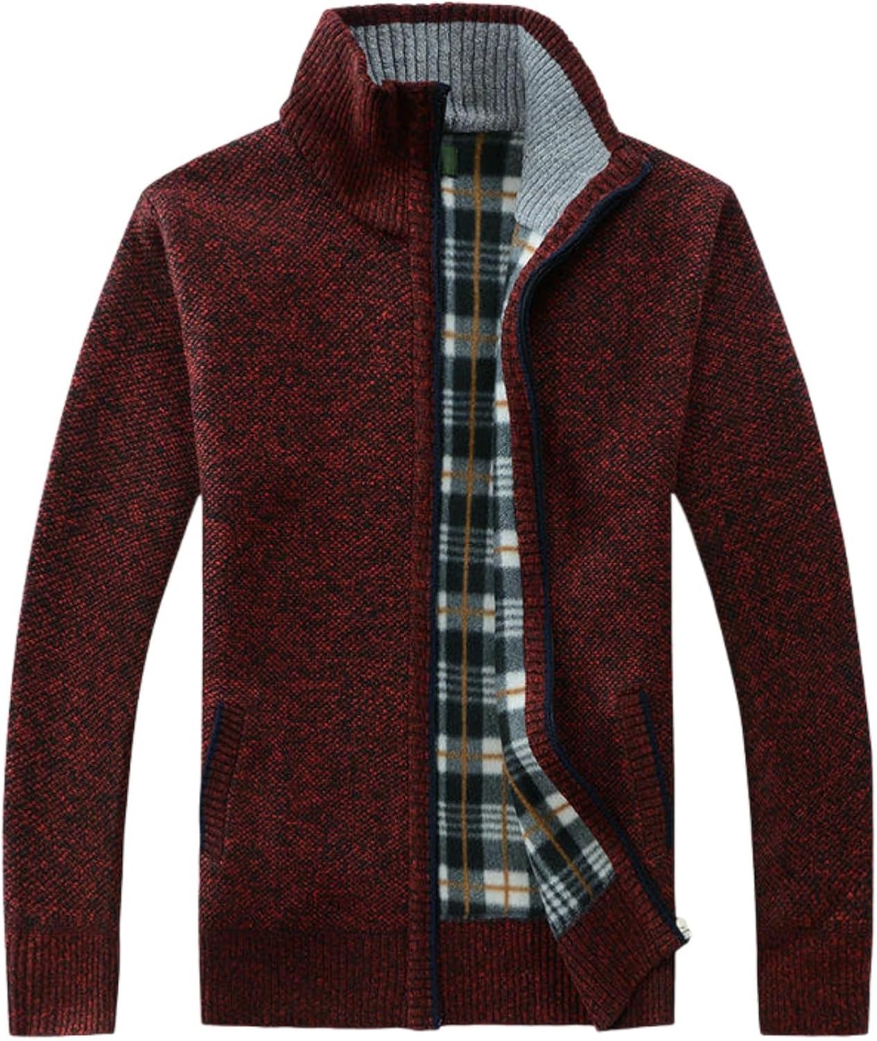 Men's Autumn Stand Collar Zipper Knitted Sweater Cardigan