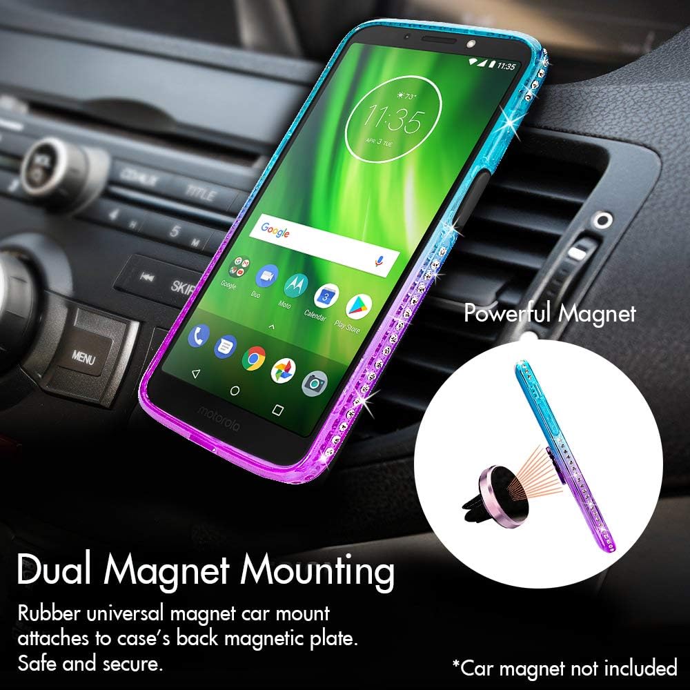 Silverback Moto E5 Play Case,Moto E5 Cruise Case, Moving Liquid Holographic Sparkle Glitter Case with Kickstand, Bling Diamond Bumper with Ring Stand Slim for Motorola E Play 5th Gen -Purple