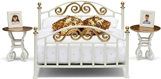 LUNDBY Dolls House Furniture Bedroom Accessories – 10-pieces Doll House Furniture, Doll Bed, for 11cm Dolls, Ages 4+, Scale 1:18