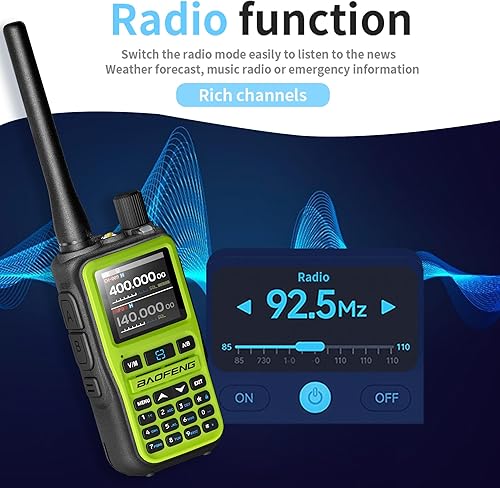 Miniatura 8 de BAOFENG UV-5R Mini radio bidireccional de doble banda (5 W999CH)  Programación de aplicación Bluetooth, alerta meteorológica NOAA, carga rápida tipo