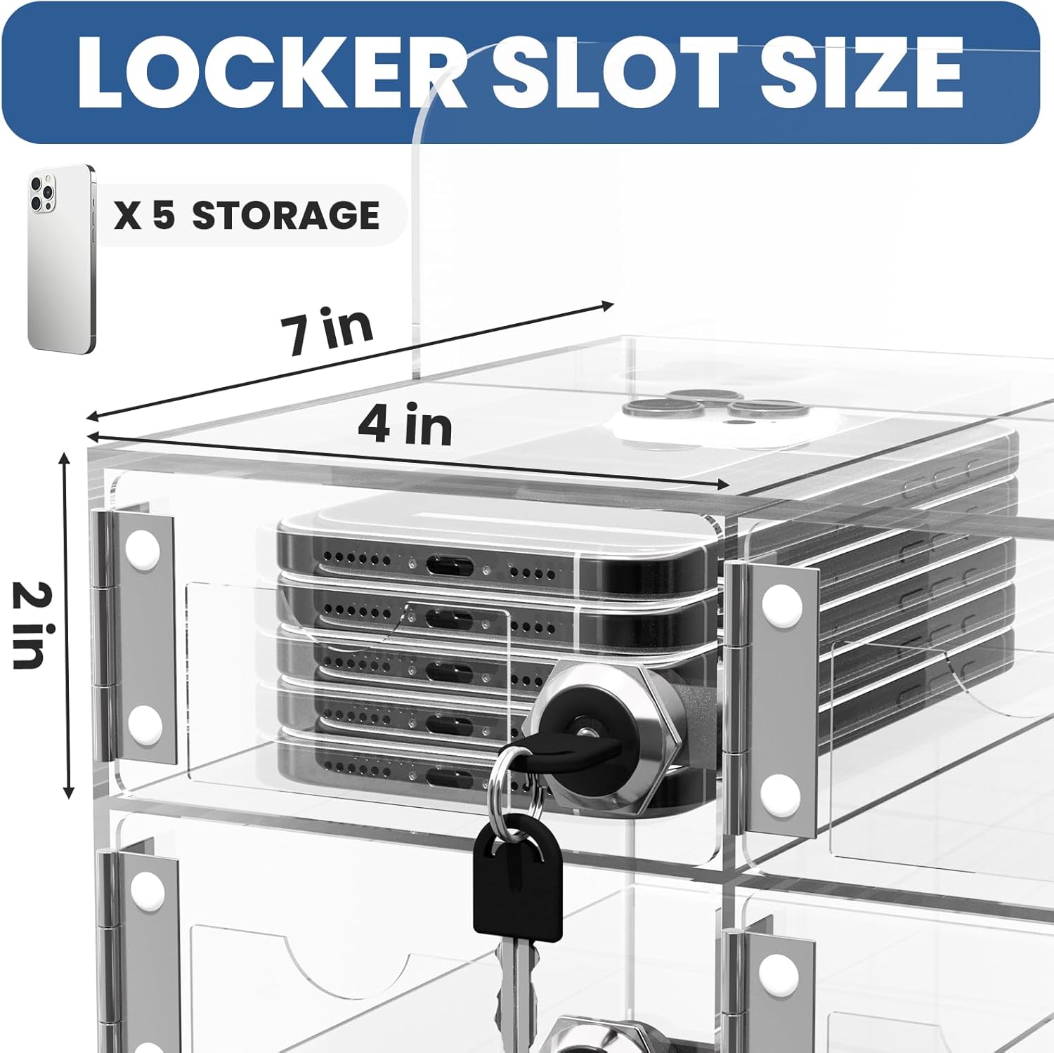 Cell Phone Locker 60 Slots, Cell Phone Lock Box for Classroom Office Gym with Door Locks and Keys, Mobile Phone Storage Cabinet Wall Mounted Acrylic Office Storage Lockers (60 Slots)