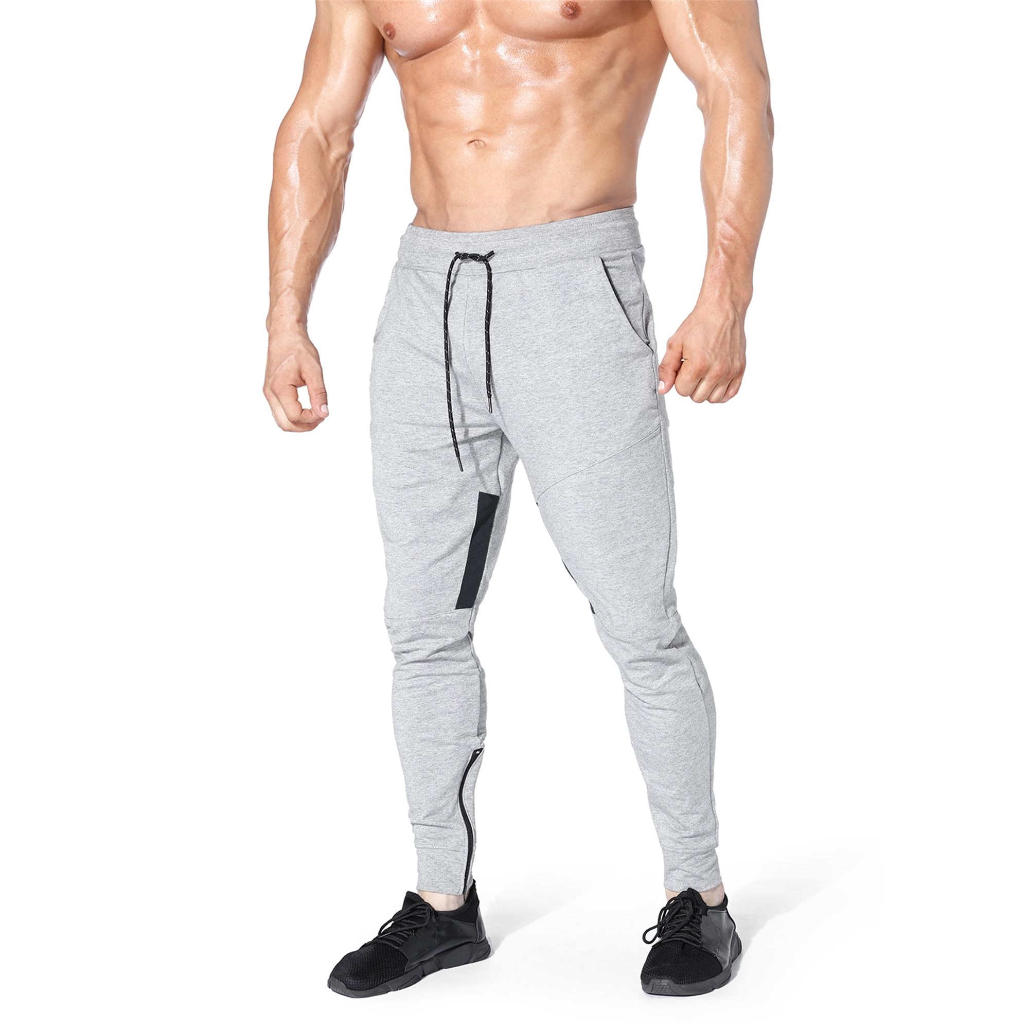 ZENWILL Pantalon Chandal Hombre Cremallera Bolsillos Pantalones Largos Gimnasio de Algodón Hombres Cómodo Deporte Entrenamiento Joggers