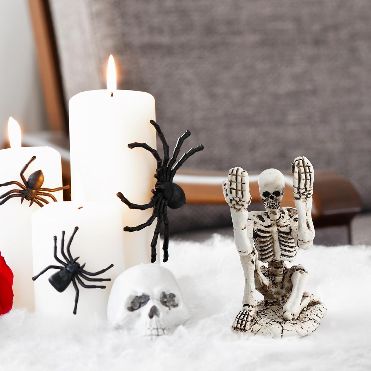 Sewroro Resin Skeleton Pen Holder Stand Skull Pen Holder Skull Pencil Display Holder for Halloween Home Party Decor image 5