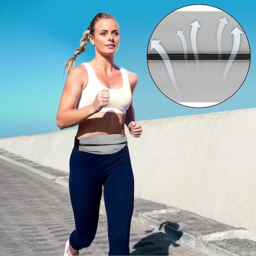 Miniatura 6 de Cinturón para correr, cintura delgada, reflectante, con cremallera, bolsa de viaje, bolsa de ejercicio, accesorios de equipo de entrenamiento para