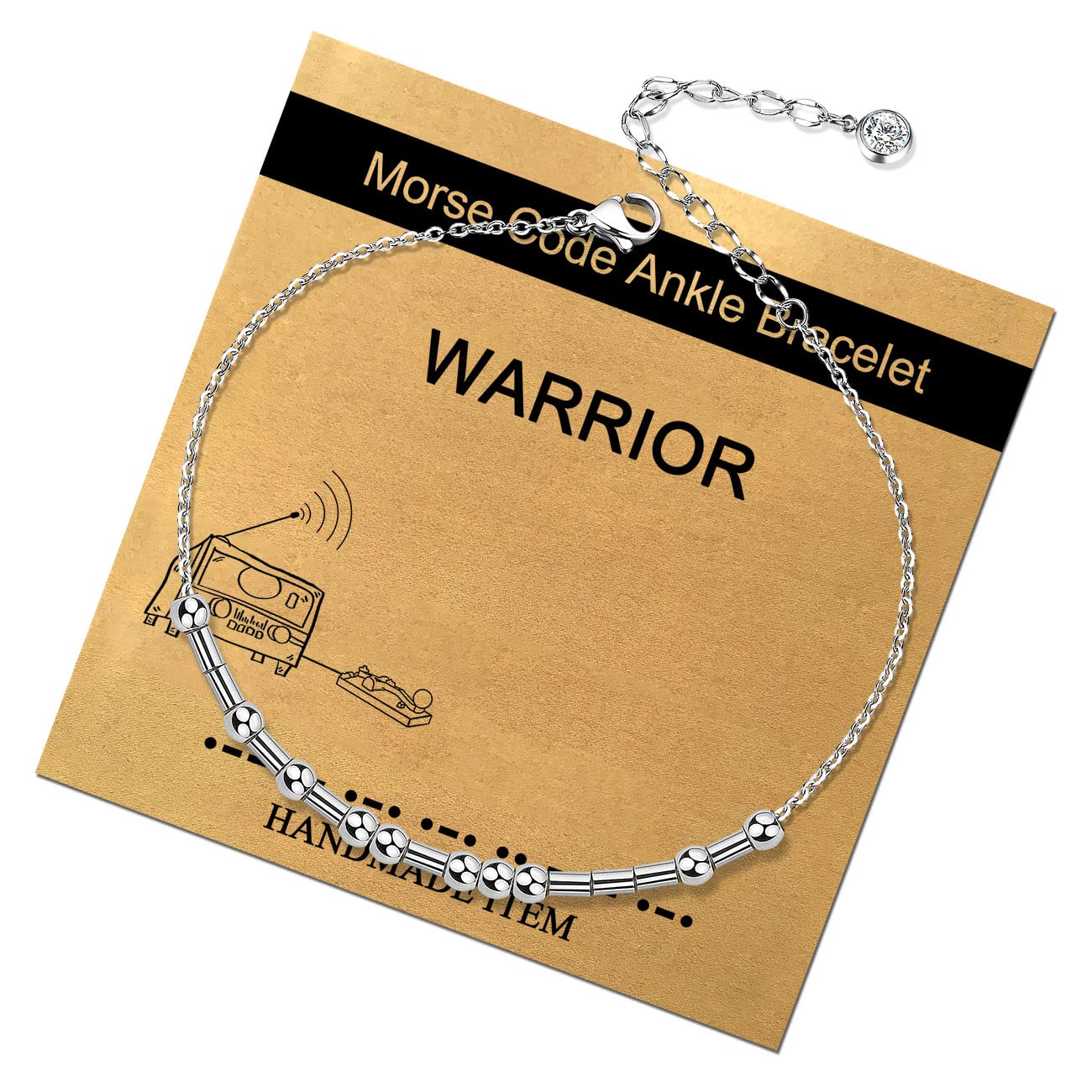 QJLE Morse Code Silver Anklet for Women,Beaded Chain Ankle Bracelets for Women Girls Mother Daughter Sister Friend Dainty Inspirational Birthday Gifts for Her