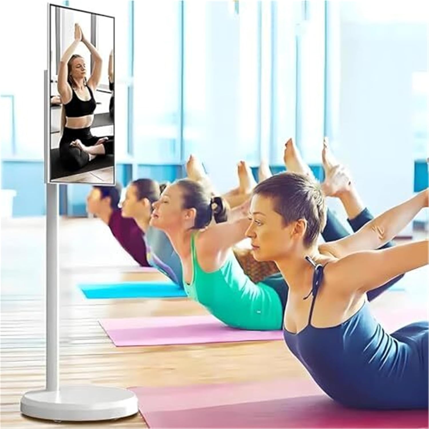 Portable Smart TV on Wheels 21.5/24/27/32 Inch, 1080p Touchscreen Android 12/13, 360° Rotating Display for Home Office & Entertainment (24in, 8GB+128GB)