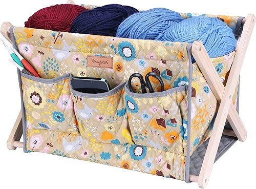 Hanfetch Yarn Caddy - Organizador de almacenamiento de hilo de gran tamaño para madejas de hilo, organizador para ganchillos, agujas de tejer, otros