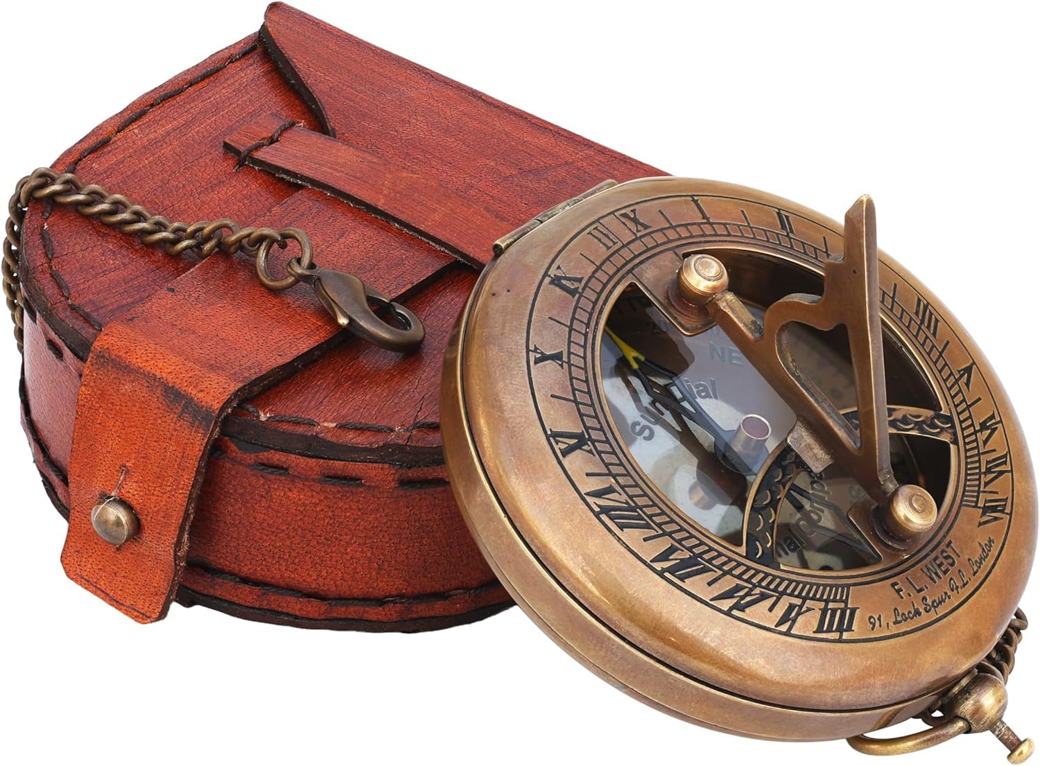 Reloj de sol de latón, brújula abierta, accesorio steampunk, regalo único para hombres, hermoso hecho a mano, reloj solar, reloj de sol, reloj steampunk para él, decoración antigua