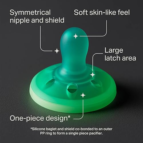 Miniatura 3 de Tommee Tippee Breast-Like Night - Chupete para recién nacido, de 0 a 6 meses, bolsa similar al pecho, Binkies sin BPA, tecnología que brilla en la