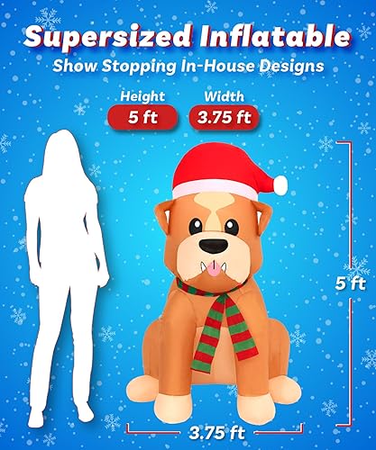 Vista 43 de Holidayana Christmas Inflatables Large 4.5ft Tall Merry Christmas Santa Hat - Inflatable Outdoor Decorations Blow Up X-mas Decorations for Yard