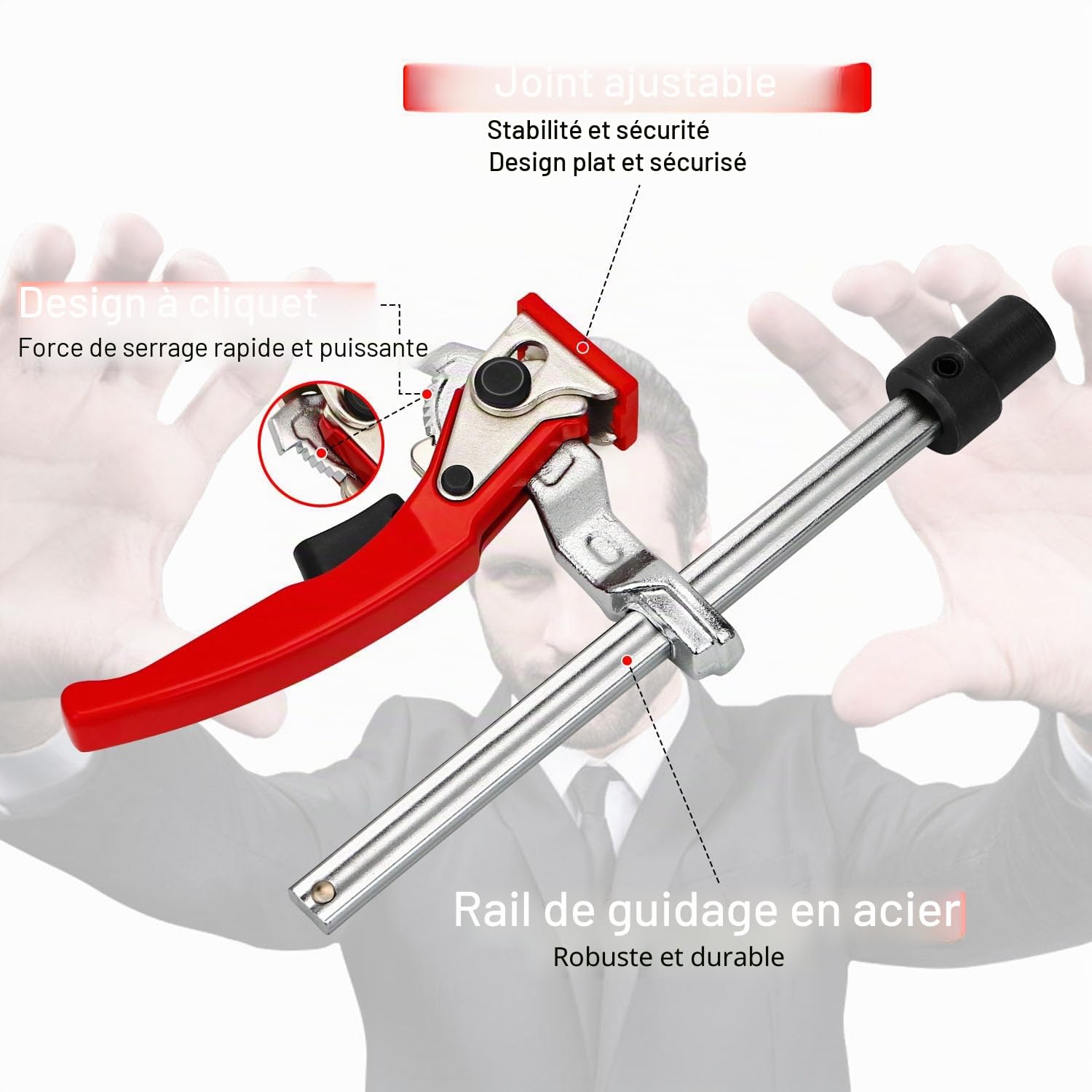 Lot de crochets de banc de 20 mm, 2 pinces à levier à dégagement rapide, 4 supports antidérapants, serre-joints de table en acier au chrome vanadium pour table MFT et établi, travail de bois précis et