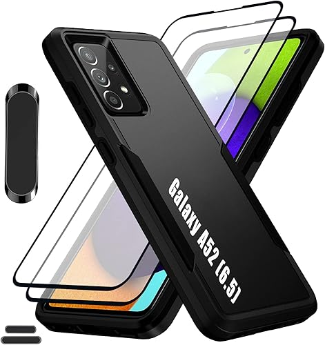 LMDAMZ Funda híbrida de doble capa para Galaxy A52 (5G) de 6.5 pulgadas de grado militar resistente a los golpes con 1 soporte magnético para