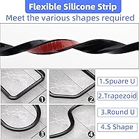 Vista 6 de Barrera de umbral de ducha de 39 pulgadas, sello inferior de puerta de ducha de silicona para tapón de agua, borde flexible para protector