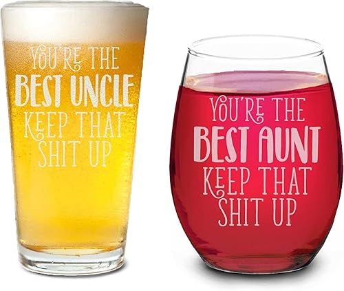 Miniatura 1 de Veracco You Are The Best Uncle And Aunt Keep That S Up - Regalos divertidos de copa de cerveza y vino sin tallo (vidrio, transparente)