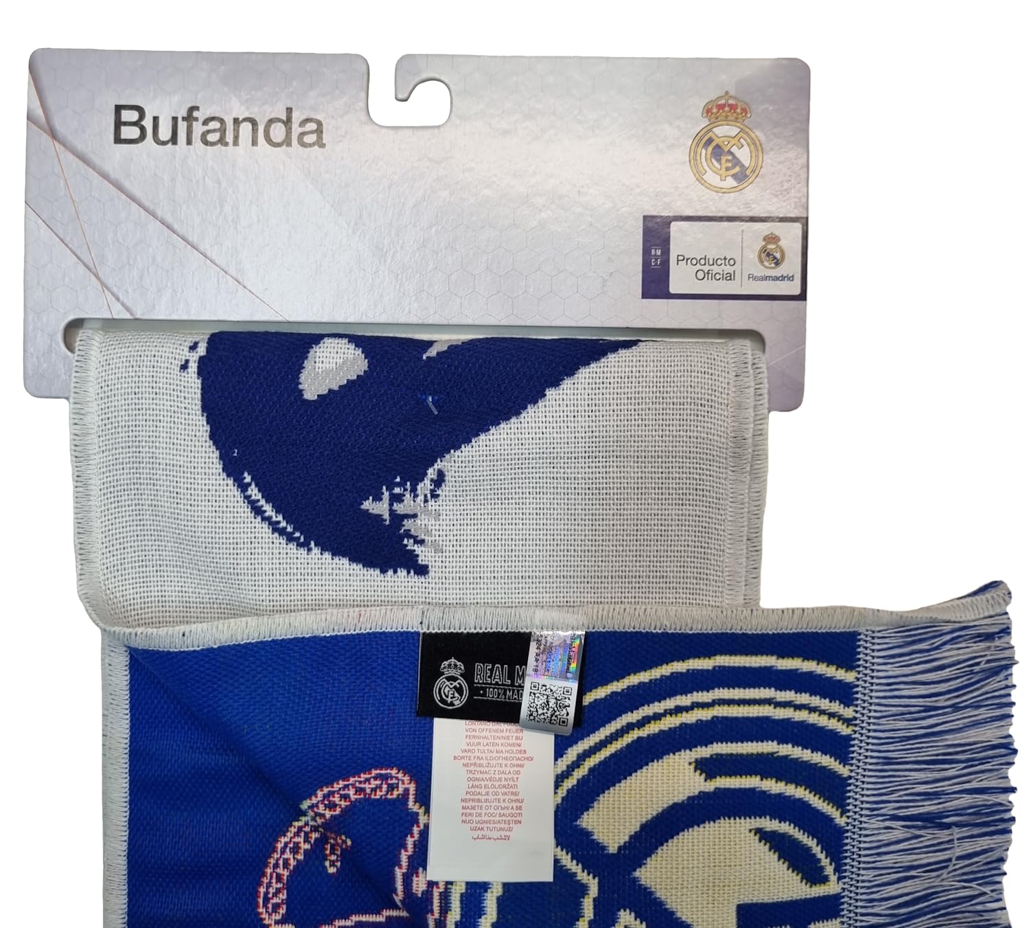 Real Madrid Oficjalnie licencjonowany szalik krosna nr 32 - biały - 140 cm x 20 cm, biała, rozmiar uniwersalny