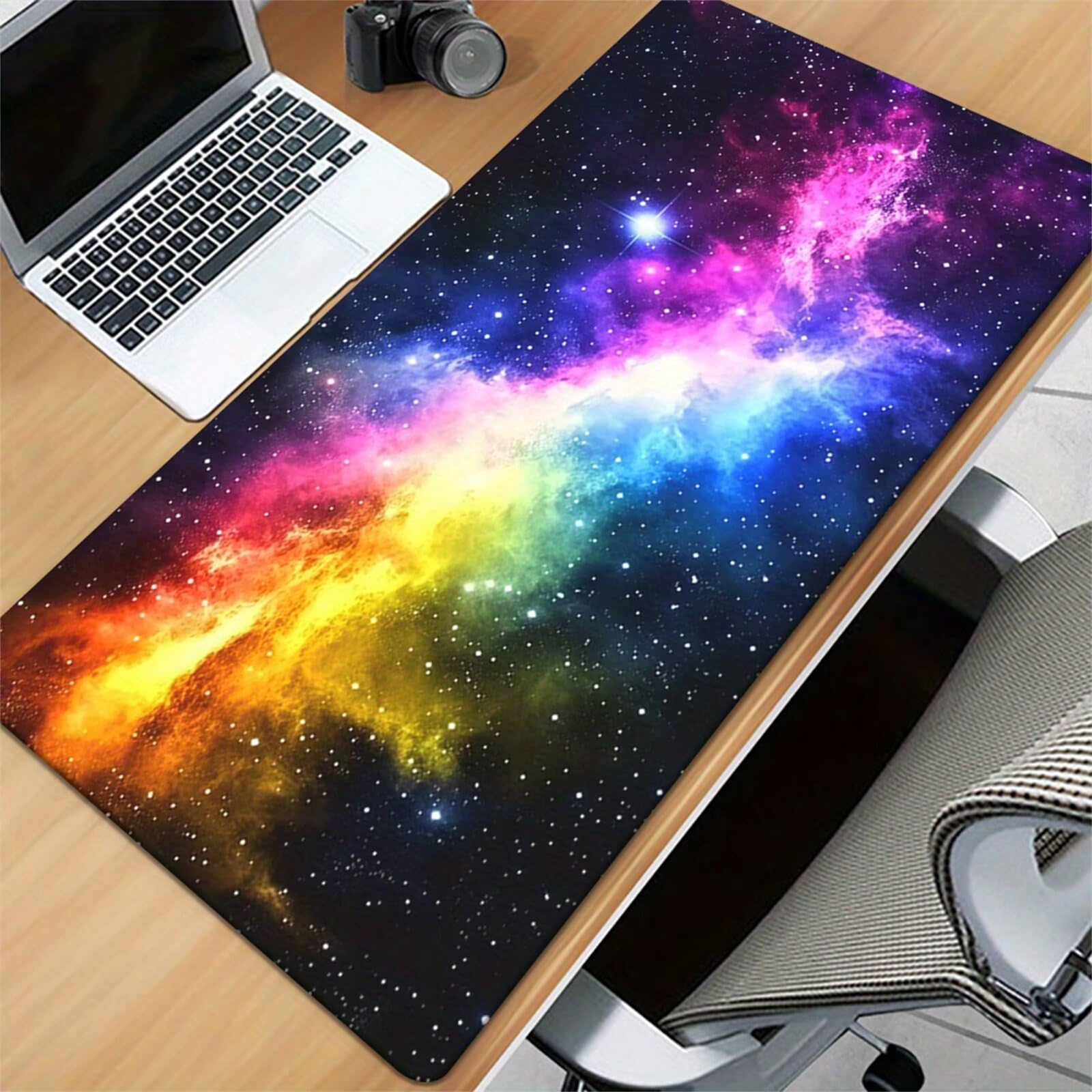 Alfombrilla de Ratón Gaming XXL 1000x500x2mm, Cielo Estrellado Colorido | Alfombrilla Escritorio Grande Antideslizante, Superficie de Alta Precisión y Velocidad para Teclado, PC y Laptop