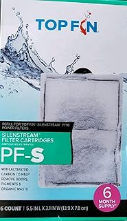 Top Fin Silenstream PF-S Small Filter Cartridges (6 Count) Refill for PF10 Power Filters (5.5in x 3.1in)
