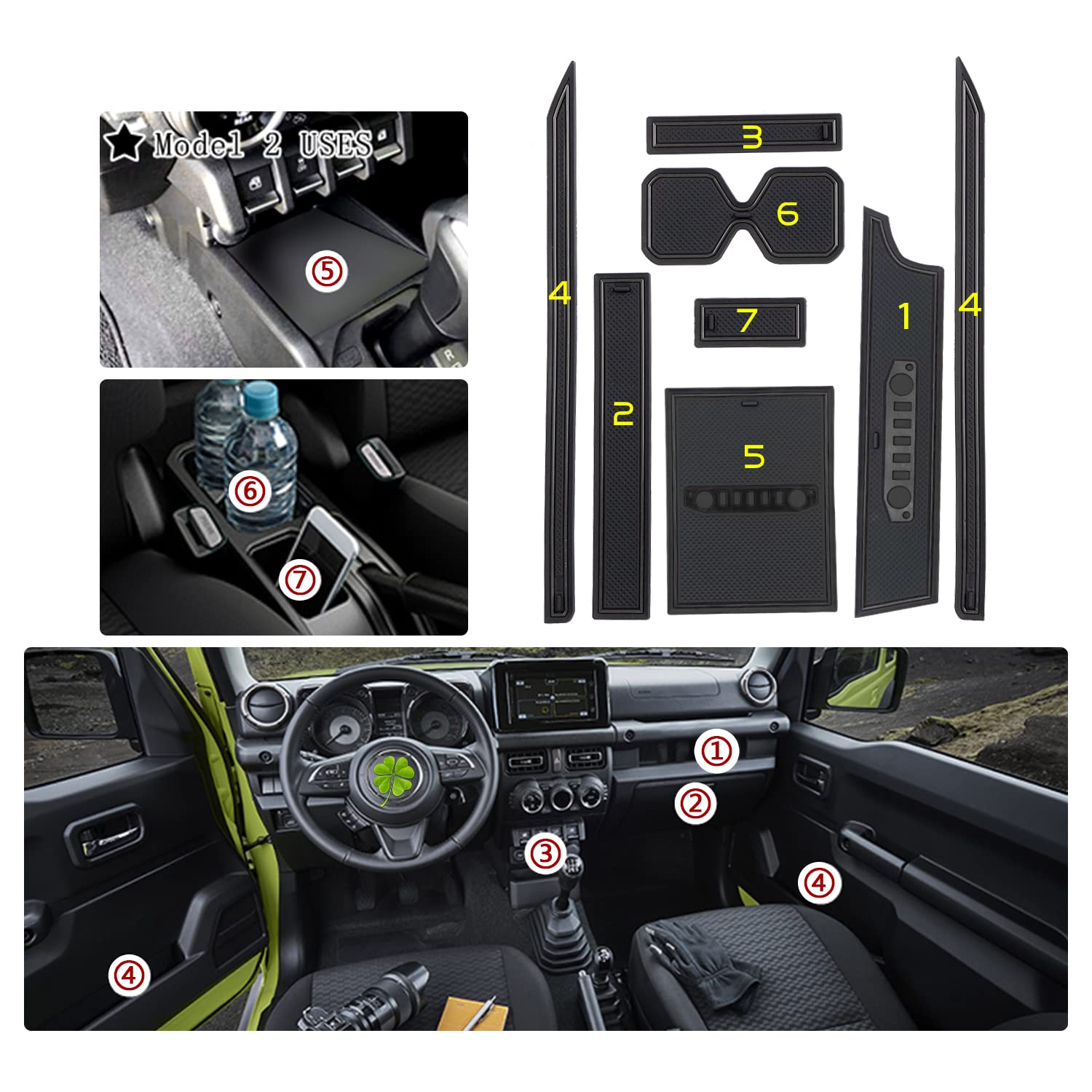 ジムニー　ラグ　滑り止め付き　インテリア Amazon | LANGBEAN スズキ ジムニー JB64W JB74W 専用