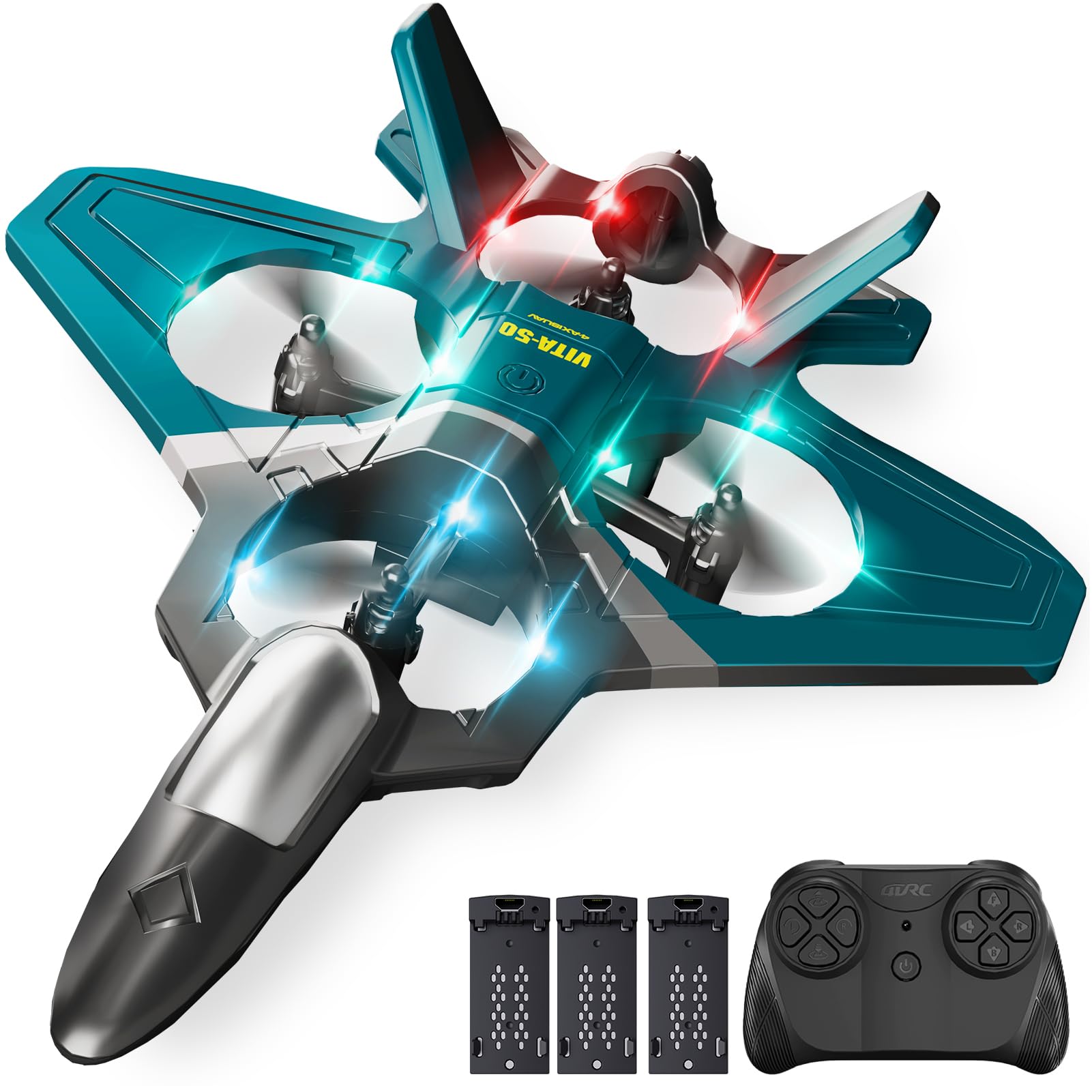 RC Planes with 3 Batteries for Kids Adults, Foam Remote Control Airplane Jet Helicopter Drone Toys for Kids Adults 8-12 12-16, Remote Control Plane Airplane Toys with Led Lights