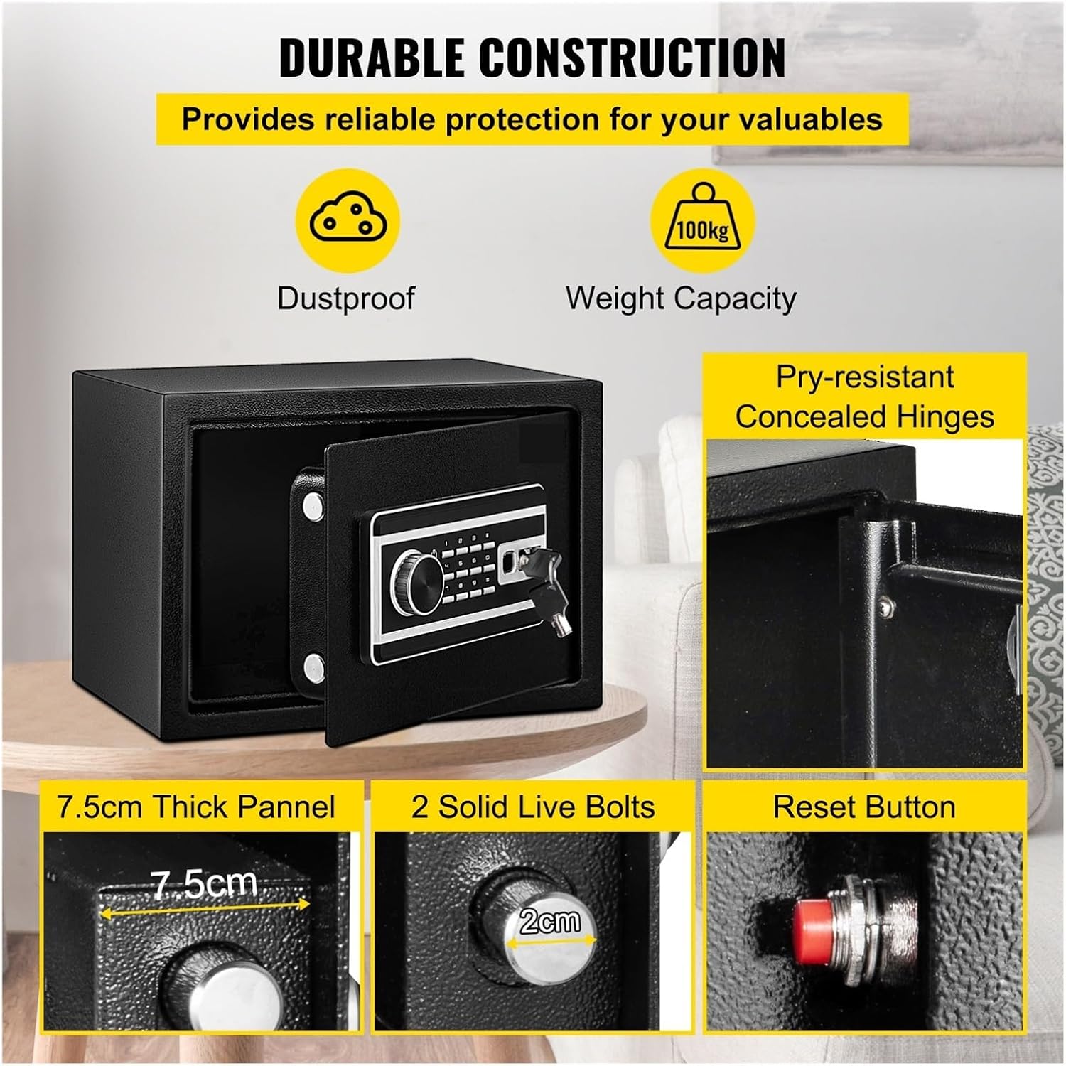 キーボックス、 指紋ロック金庫 0.8/1.7/2.1 立方フィートデジタル電子