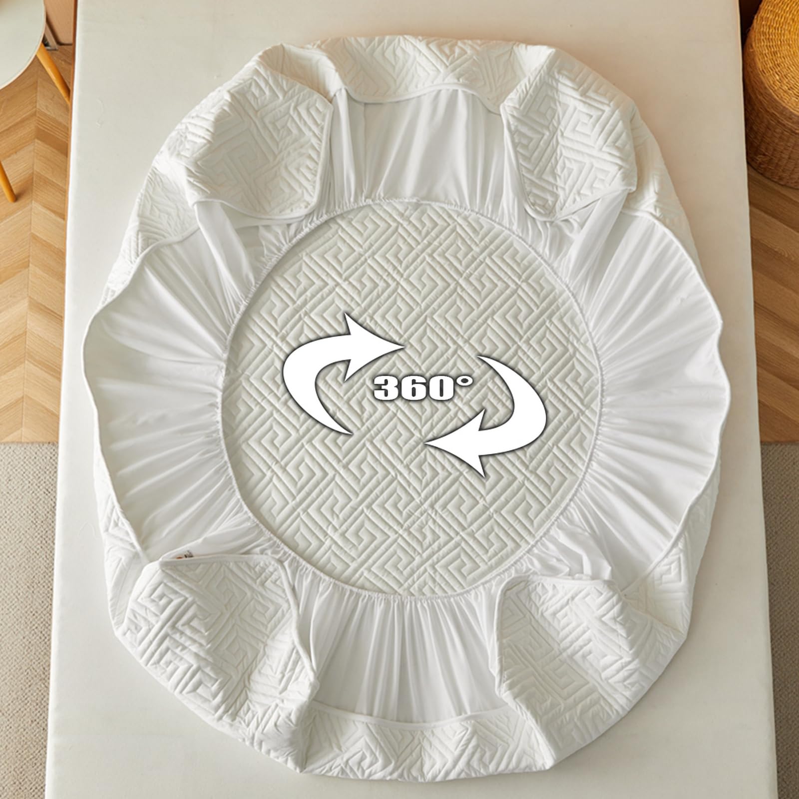 Lenzuolo con angoli extra profondi e impermeabile, 200 x 220 cm + federa da 30 cm, coprimaterasso in spugna per la massima protezione e comfort del letto