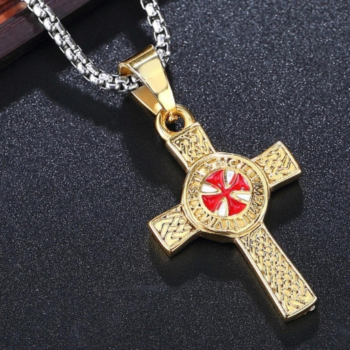 Argent Sterling 925 Croix Pendentif Stratifié Collier Pour Hommes