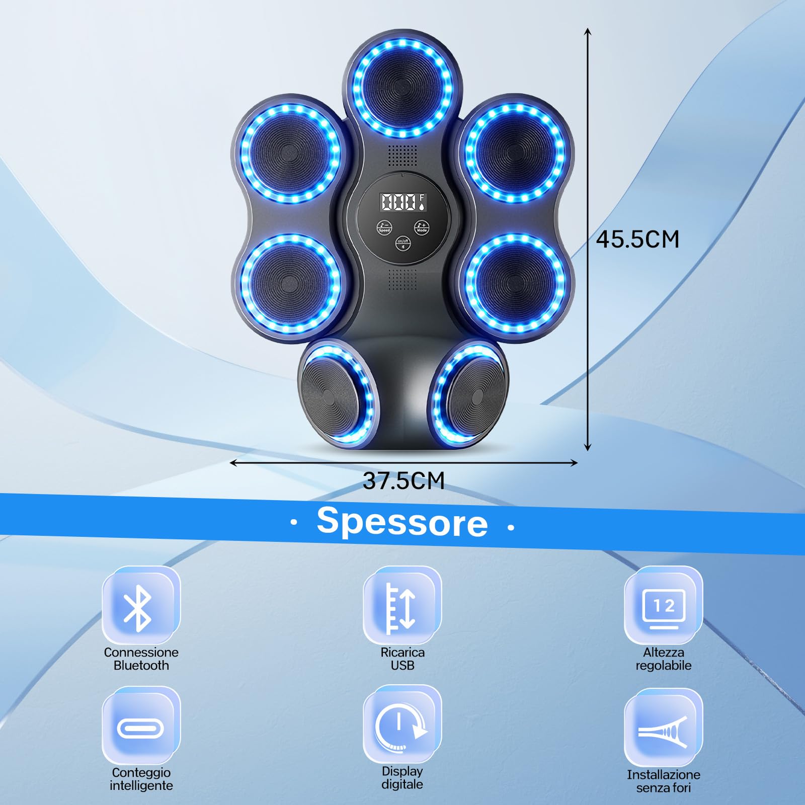 ZVD Music Boxing Machine,Tira Pugni da Muro con Musica,Machine Bluetooth da Boxe Elettronica con 11 modalità/velocità,Macchina di Boxe Musicale Intelligente per Adulti/Bambini