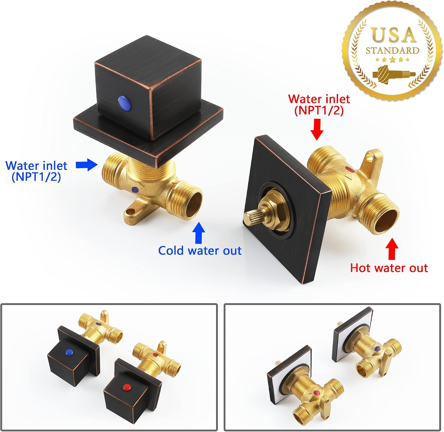 SKOWLL Wall Mounted Sink Faucet, Modern Waterfall Bathroom Faucet 2 Handle Widespread Faucets for Bathroom Sink 3 Holes Tub Filler, Oil Rubbed Bronze Finished