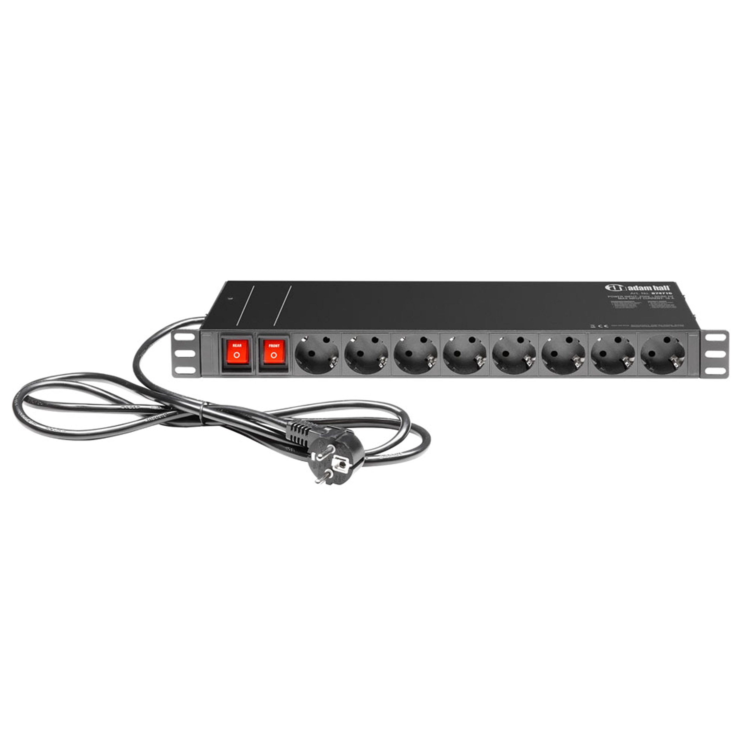 Adam Hall 19" Parts 874716 - Base de enchufes para rack de 19" con 16 tomas