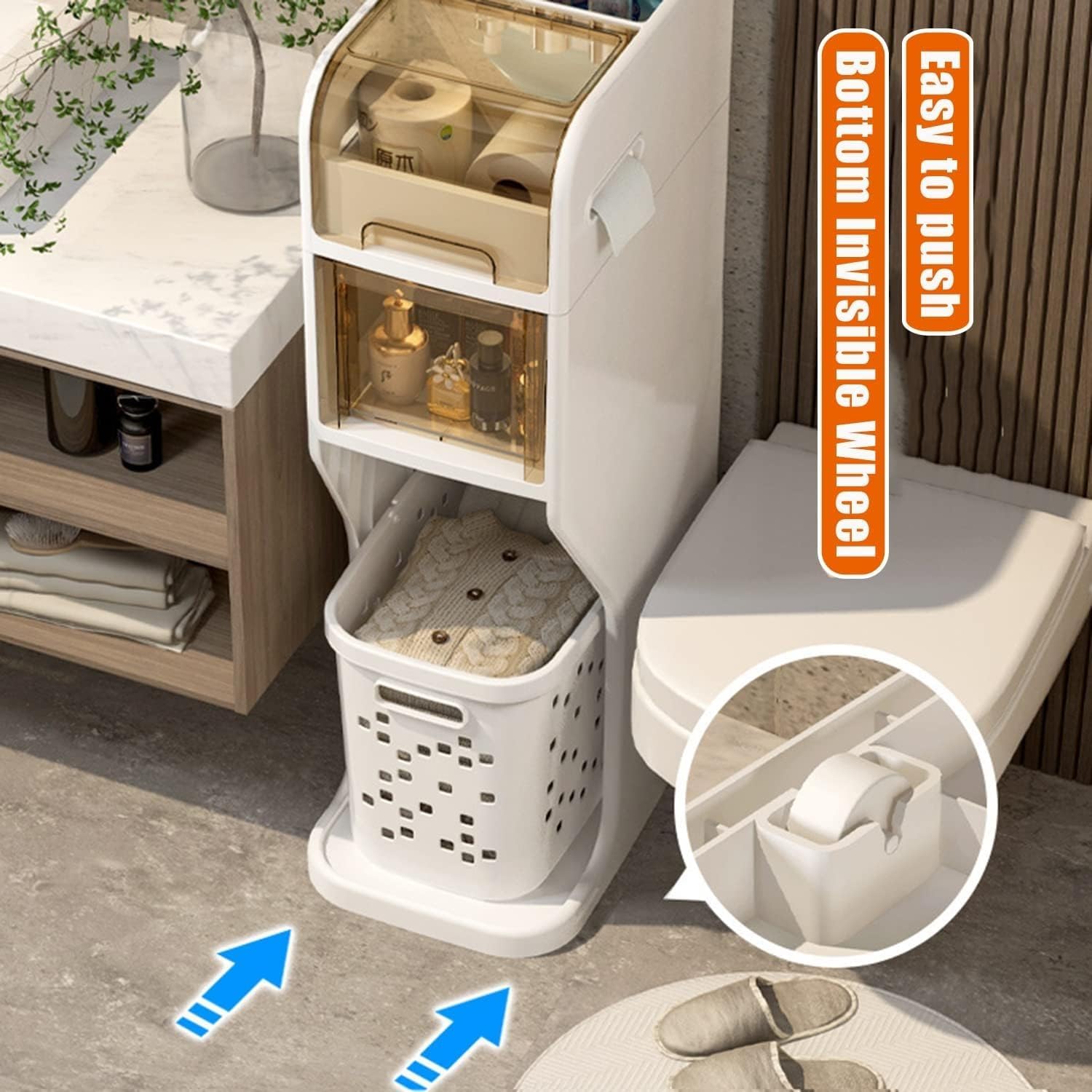 Small Bathroom Storage Cabinet, Toilet Paper Organizer for Space Corner and(2tier)