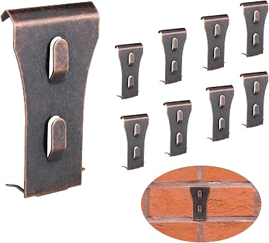 Brick Hooks for Hanging No Drill Outdoor Brick Hanger Brick Wall Clips Picture Hangers Fit 2-1/4 to 2-3/8 inch Height Metal Brick Clamps for Outside Home Decor 8Pcs